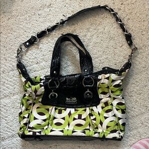 Coach Black and Green Geometric Shoulder Bag REHAB ALERT